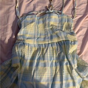 Yellow and Blue Plaid babydoll top